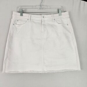 Vineyard Vines White Denim Raw Hem Mini Skirt Womens Size 10 Y2K Preppy Jean
